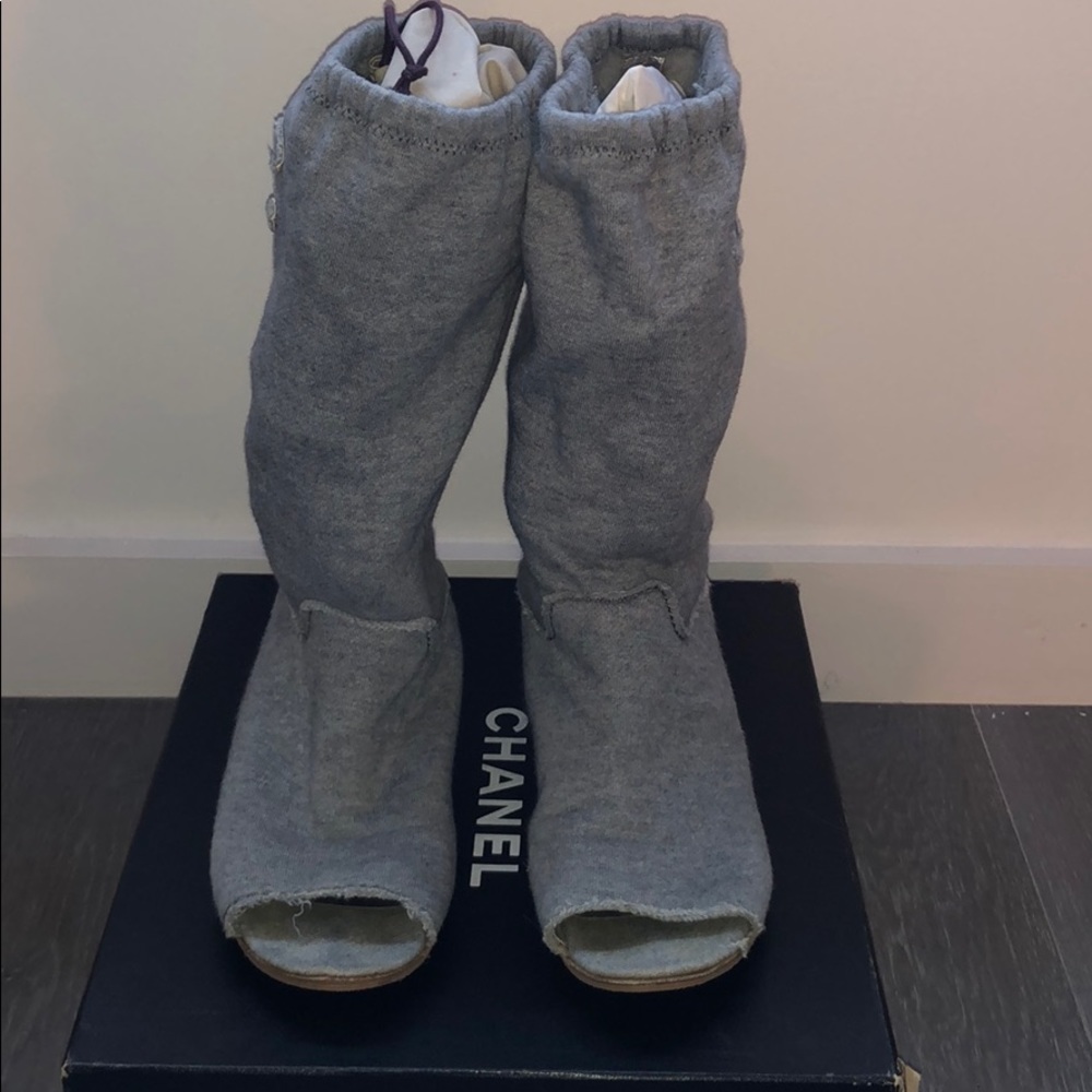 Chanel Gray “Sweat” Bootie sz 38 - Picture 2 of 8